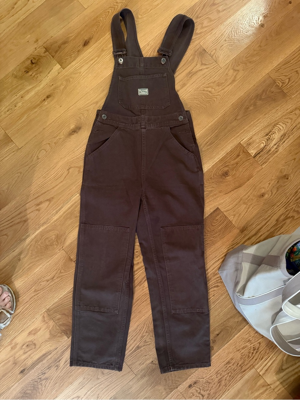 HEY GANG Brown Canvas Overalls with Front Bib